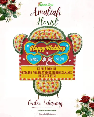 Karangan Papan Bunga Pernikahan di Karampuang